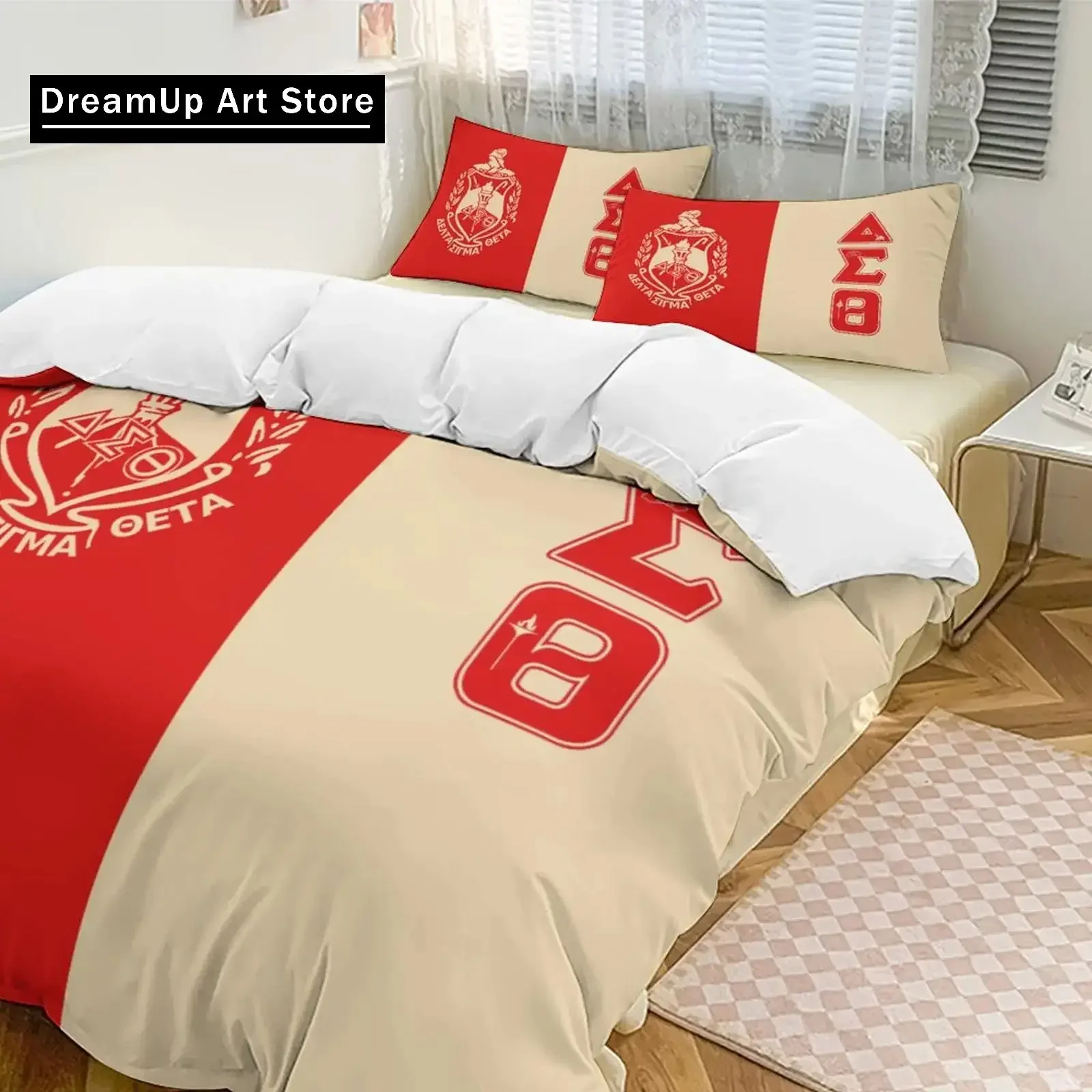 Delta sorority sigma theta dst conjunto de cama meninos meninas gêmeo rainha tamanho completo capa edredão fronha cama quarto adulto