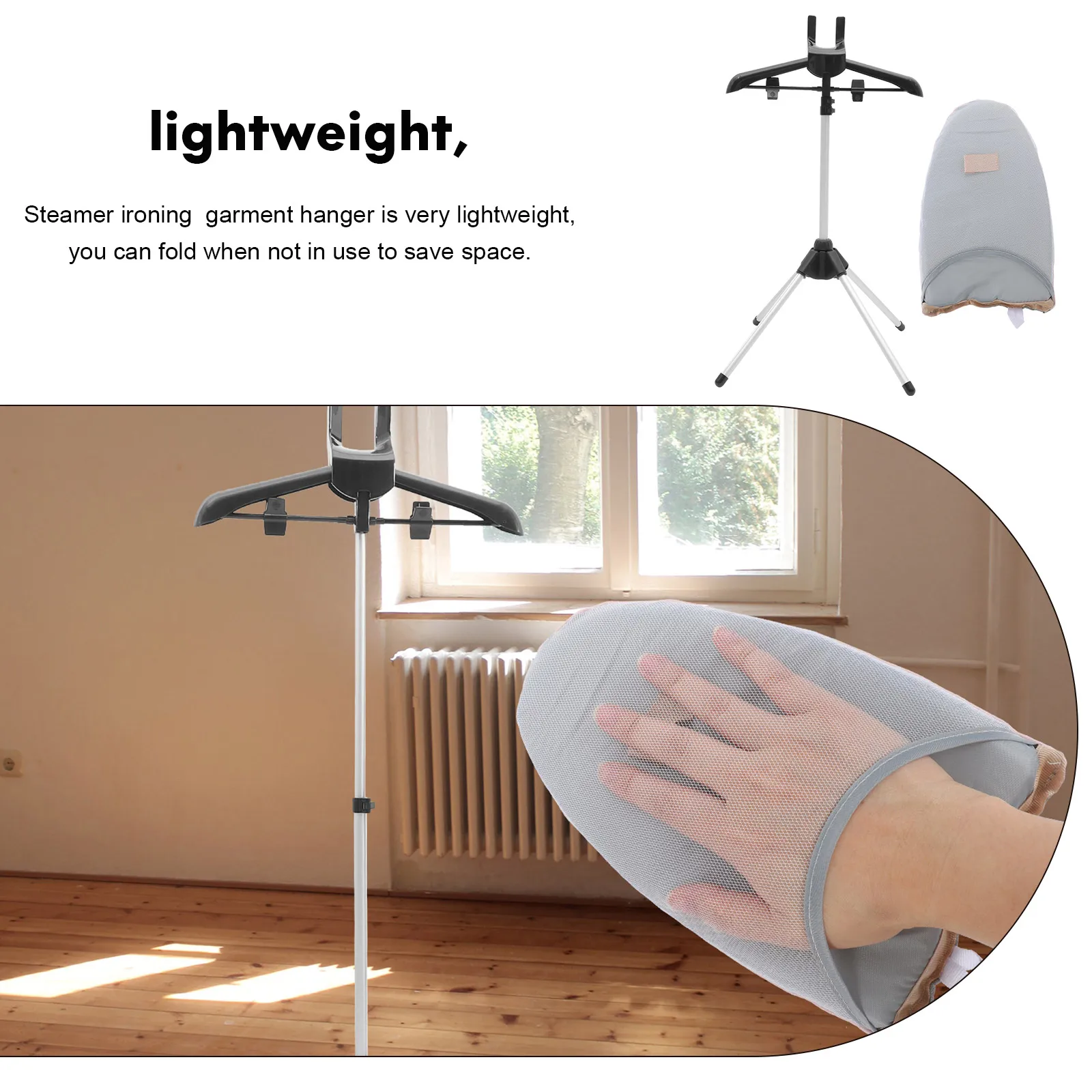 

1 set Foldable Clothes Drying Rack Steamer Hanger Stand for Garment Ironing Lightweight Collapsible Storage Travel Use
