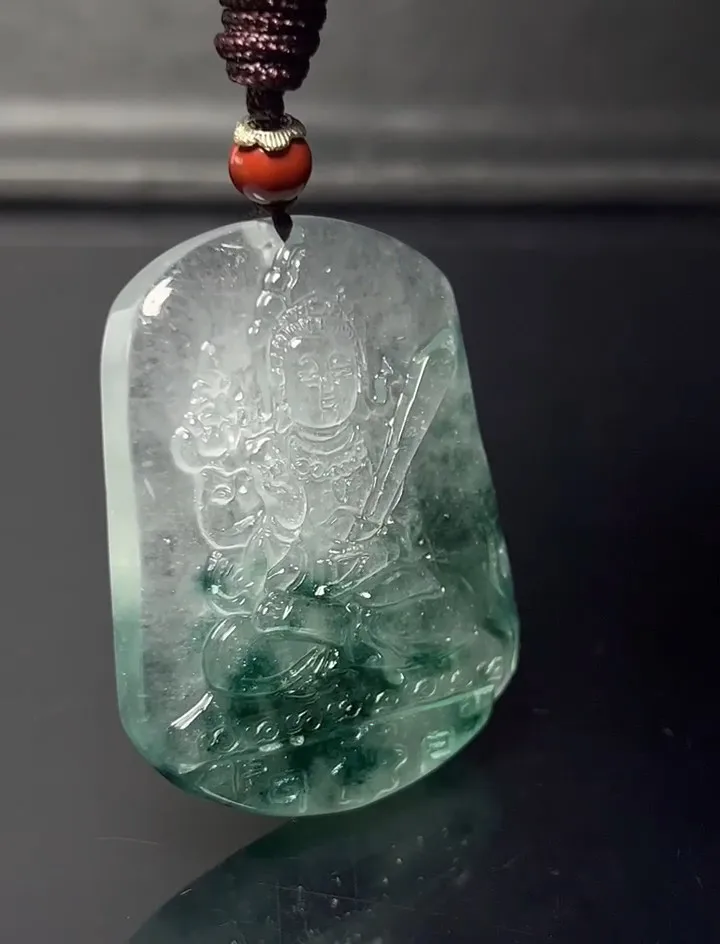 Natural Burme Ice Green jade Jadeite Carved Buddha Pendant & Necklaces Phoenix
