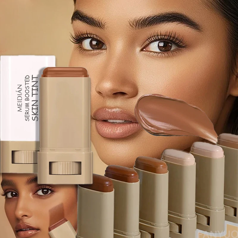 Bronze Foundation Stick Balm Serum Boosted Skin Tint Nourishing Silky Face Contour Concealer Stick Base Even Skin Tone Makeup