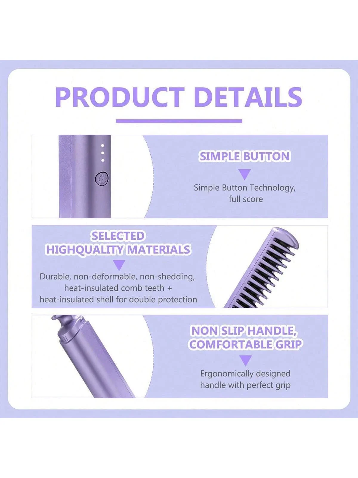 1 plancha de pelo portátil recargable por USB para peinado, alisado, planchado, mantenimiento y cuidado del cabello esponjoso. El