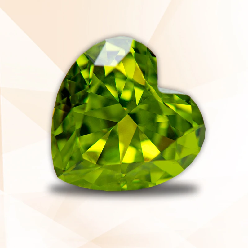 Cubic Zirconia Apple Green Crushed Ice Cut Color Heart Shape Charms Bead for Diy Jewelry Making Pendant Materials No Certificate