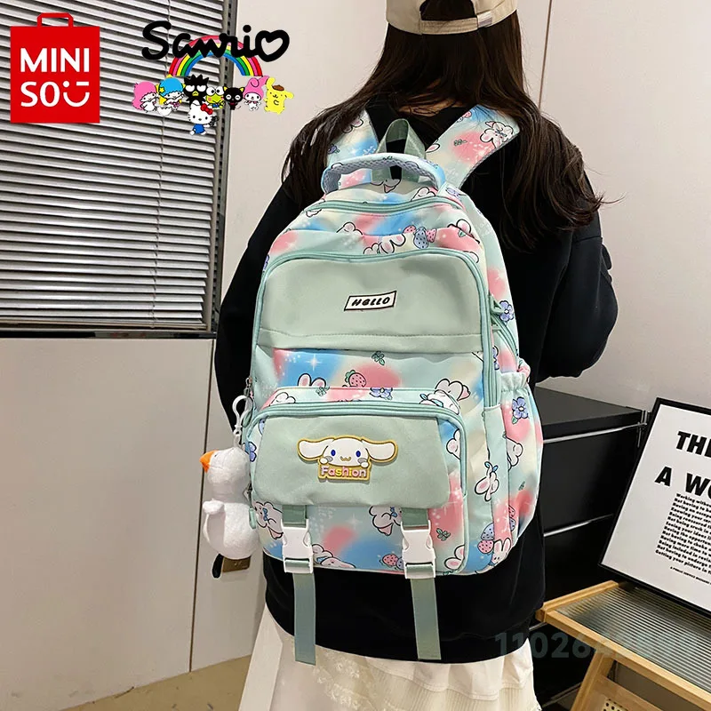 Miniso Cinnamoroll-mochila escolar de alta calidad para mujer, morral pequeño y fresco de gran capacidad, a la moda, novedad