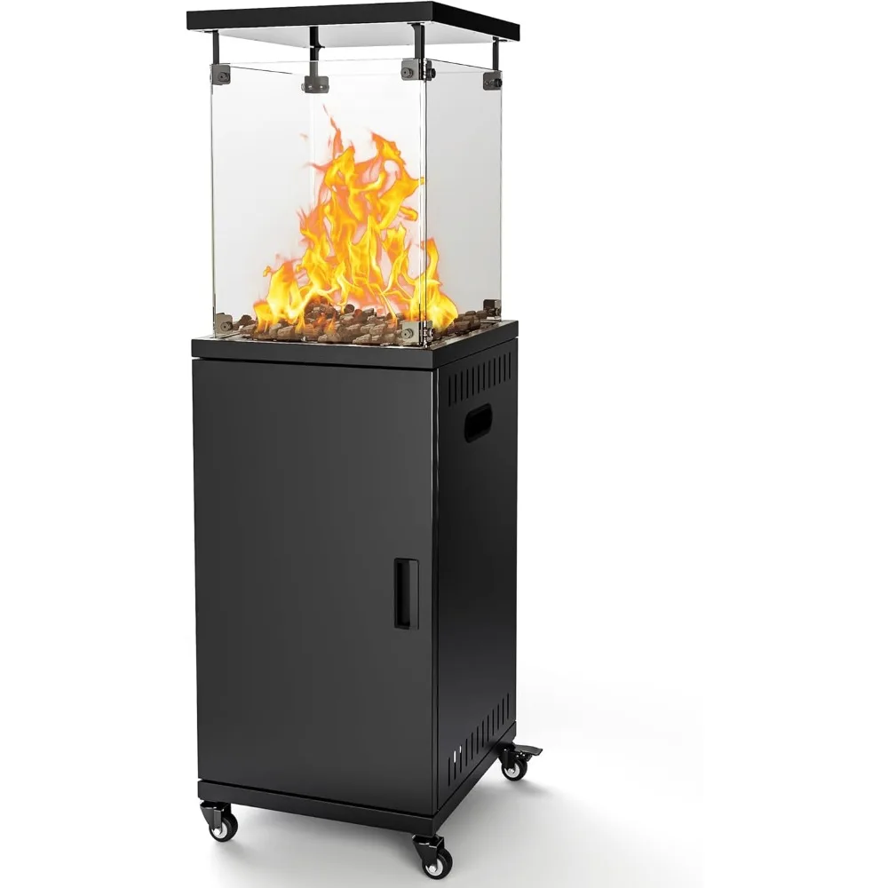 41,000 BTU CSA - Certified Propane Outdoor Heater with Lockable Wheels & Tempered Glass, for Patio, Backyard, Balcony, Poolside