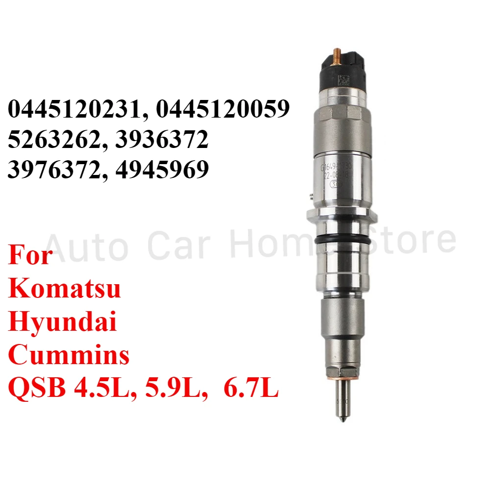 New Diesel Fuel Injector 0445120231 For Komatsu PC200-8 Cummins QSB6.7 QSB5.9 3976372 5263262 4945969 0445120059