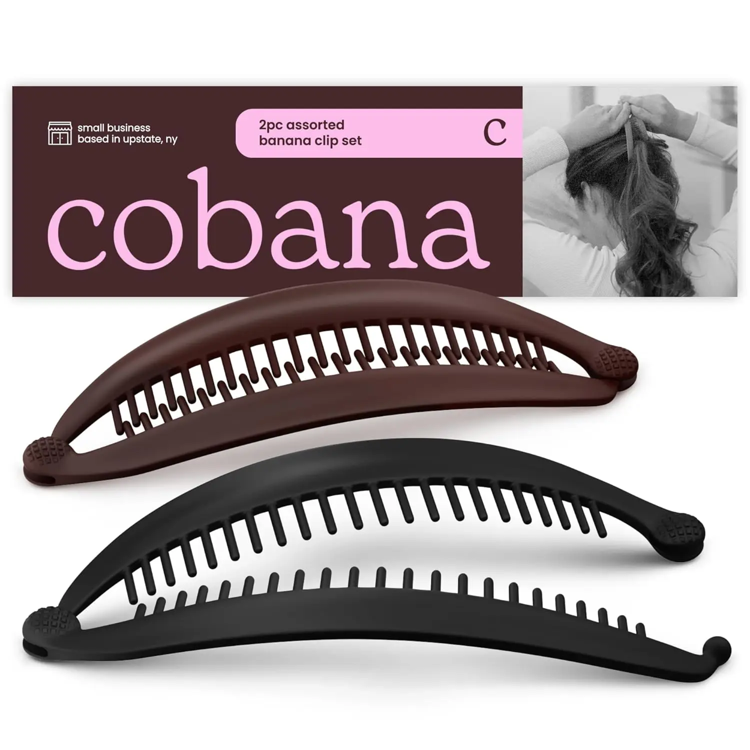 

Volumizing Hair Clip for Medium to Thick Hair – 6 Inch, Set of 2 (Black & Brown), No Crease, Secure Hold