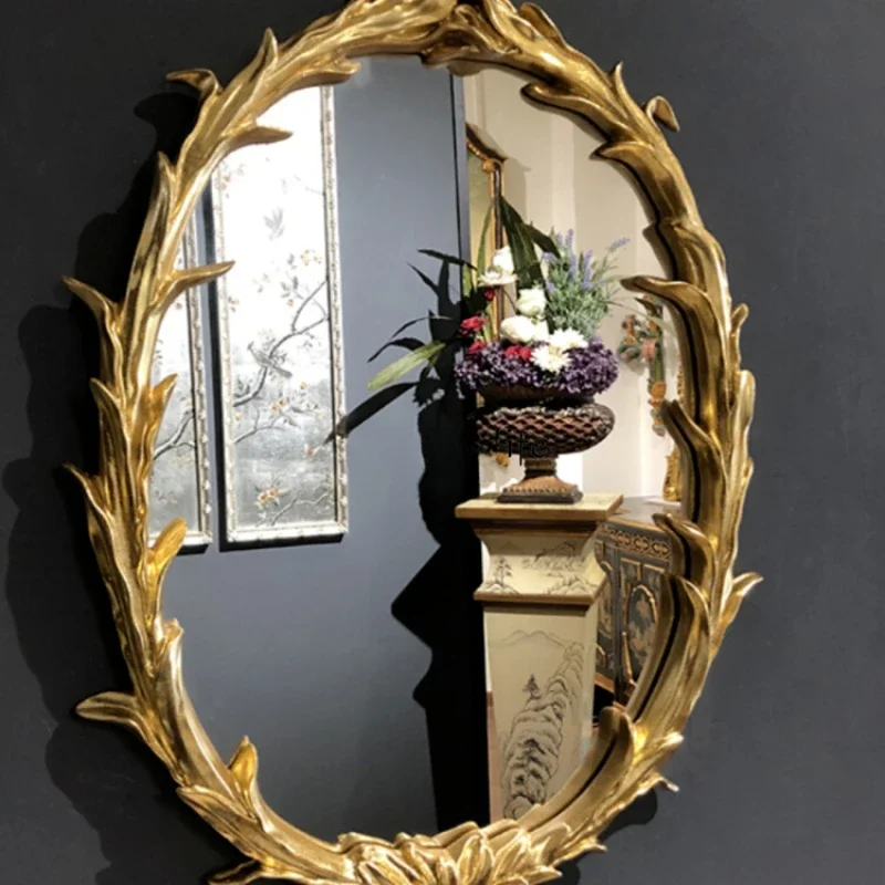 

Retro Oval Dressing Background Wall Decorative Mirror Hallway Fireplace Antique Foil Mirror