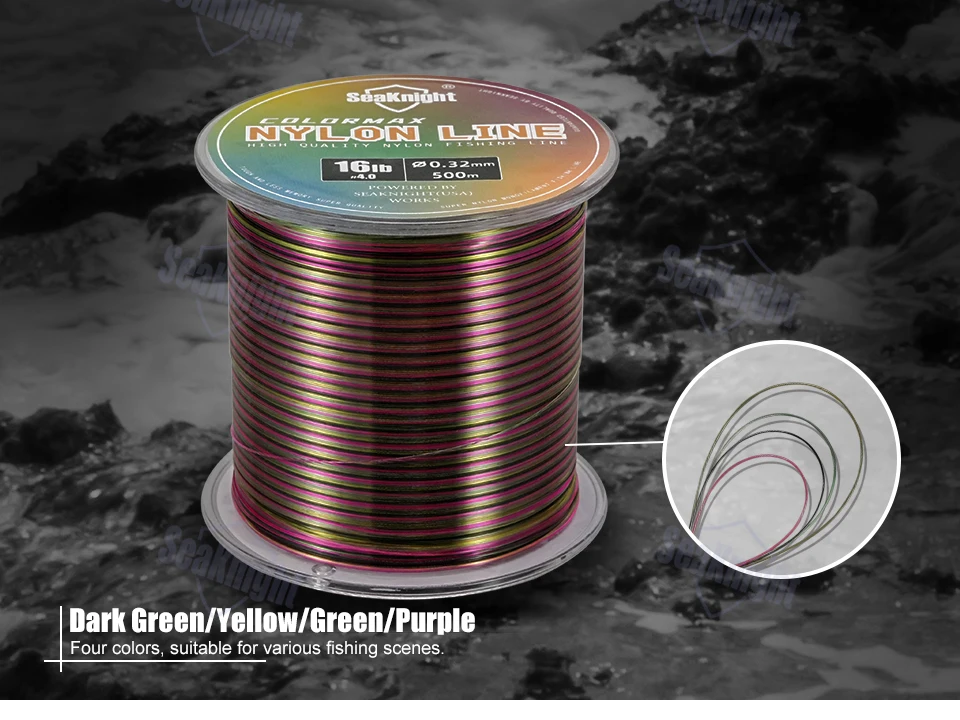 SeaKnight Colormax 500M Monofilament-Angelschnur (6-35LB / 0,16-0,50mm) - Glatte Nylon-Monoschnur – Detail 5