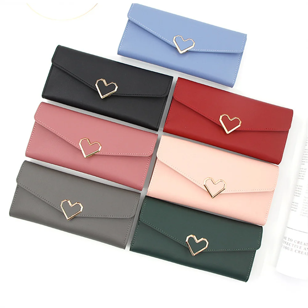 Women Wallet PU Leather Purse Female Long Wallets Luxury Love Heart Money Pouch Handbag For Women Coin Purse Card Holders Clutch