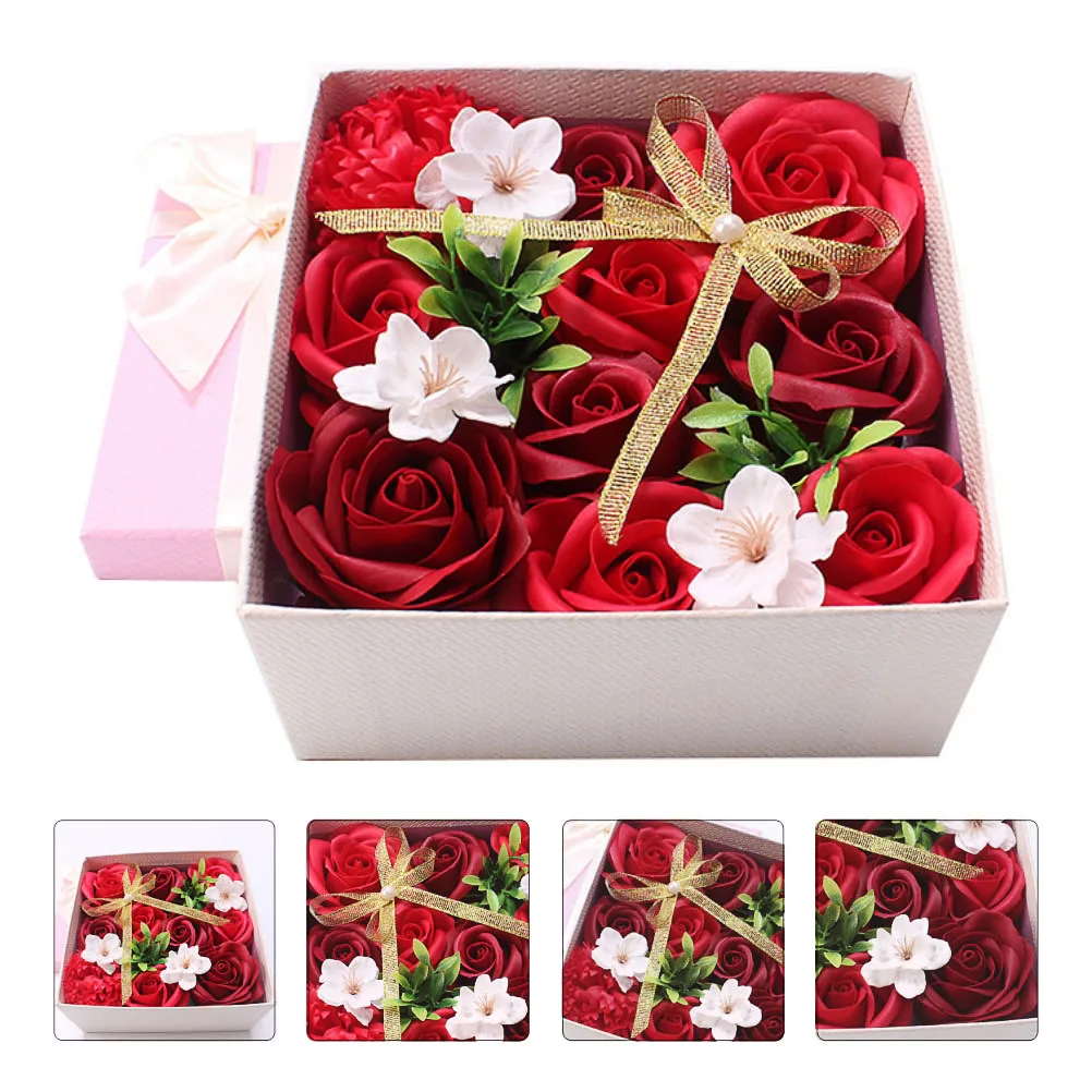 

1 pc Square Artificial Soap Flowers Long Lasting Decorative Flower Box For Home Party Birthday Holiday Mother'S Day Romantic