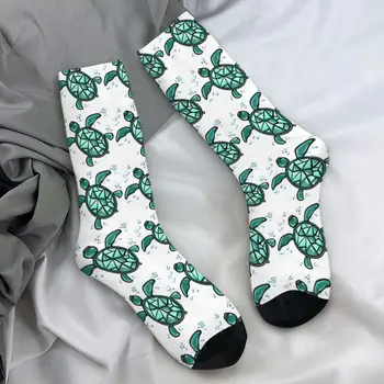 Zeeschildpad kousen mannen groene dierensokken medium zachte moderne sokken herfst hardlopen sport antislip aangepaste sokken cadeau
