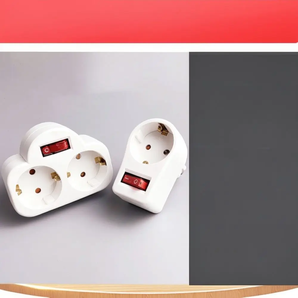 Electrical Socket Converter German Style With Independent Switch Grounded Design Safe Shutter Wall Power Extension Plug
