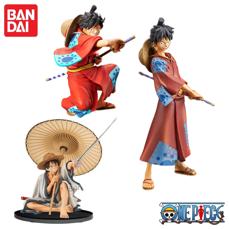 

In Stock Original Bandai One Piece Wano Country Luffy Series Kimono Umbrella Sitting Multiple Poses Character Model Collection