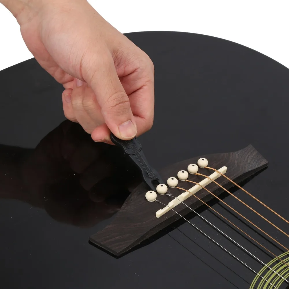6 púas de puente de ébano para guitarra, con incrustaciones de abulón, color ébano, diseño ranurado, para guitarra acústica