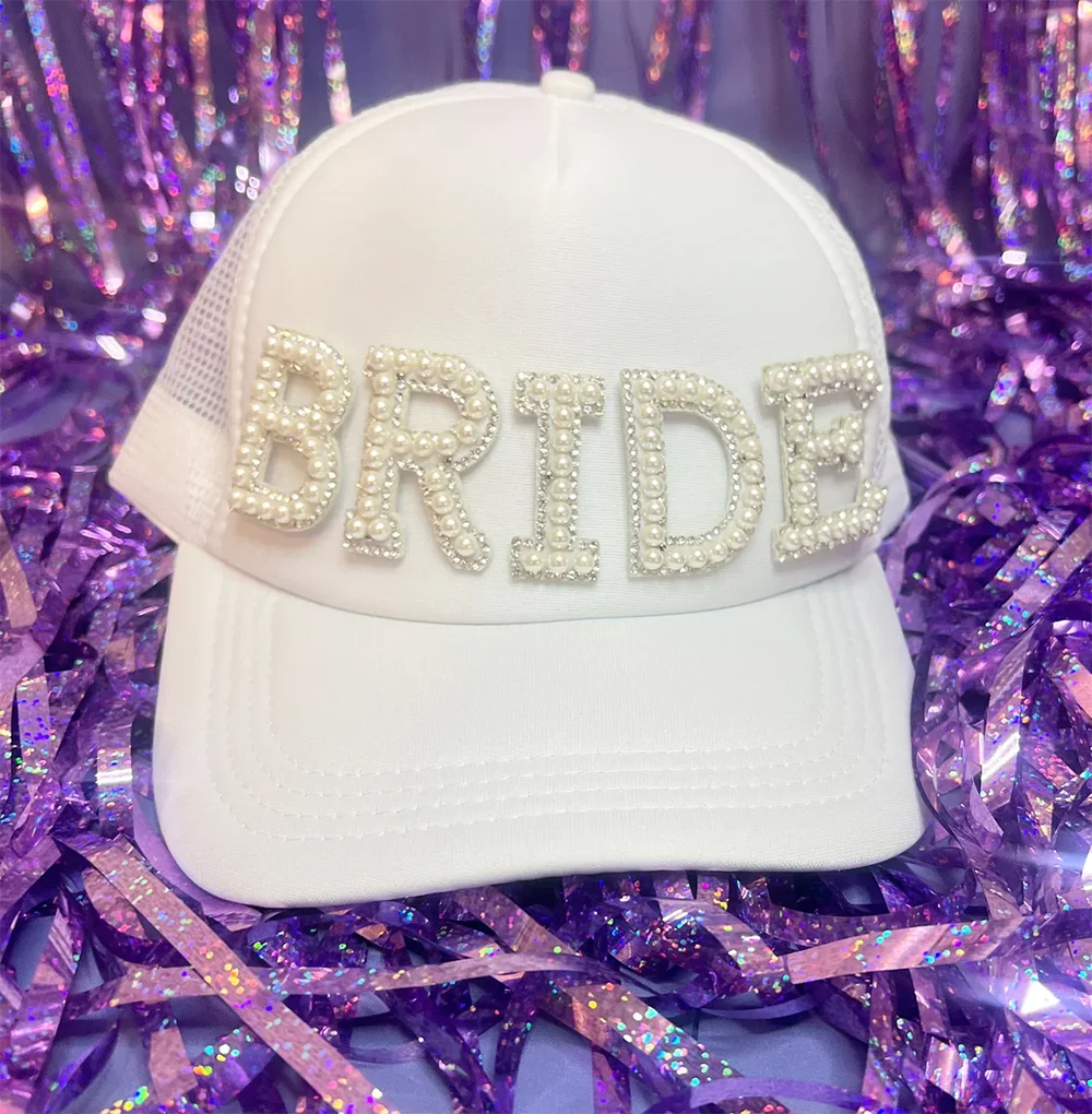 White Bride Pearl Letter Trucker Hat Bach Party Supplies Decorations Pearl Accessory Bridesmaid Gift Bride To Be Wedding Decor