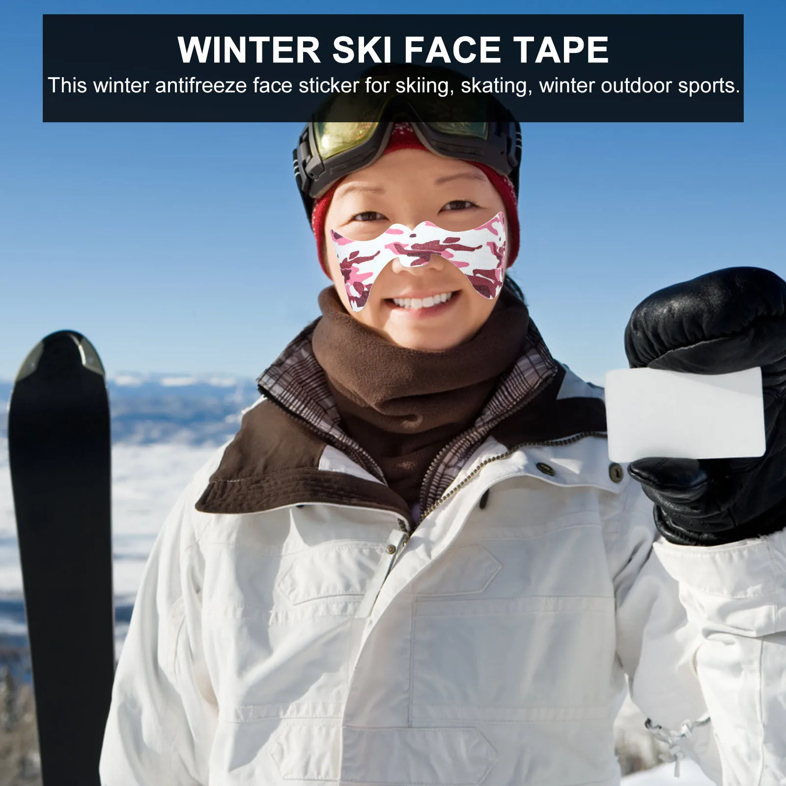 

3Sets Winter Face Protective Stickers Antifreeze Windproof Tape for Skiing Outdoor Riding Antifreeze Face Stickers