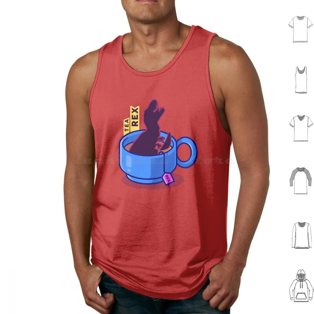 Tea Rex Camisetas sin mangas Estampado Algodón Té Rex Dino Dinossauro Dinossauro Tiranossauro T Rex