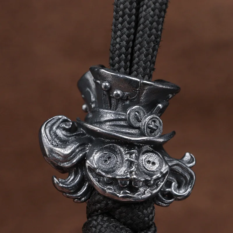 Double-sided Puppet Head Brass Knife Beads EDC DIY Paracord Woven Bracelets Lanyard Pendants Accessories Outdoor Tool Hangings - view 5