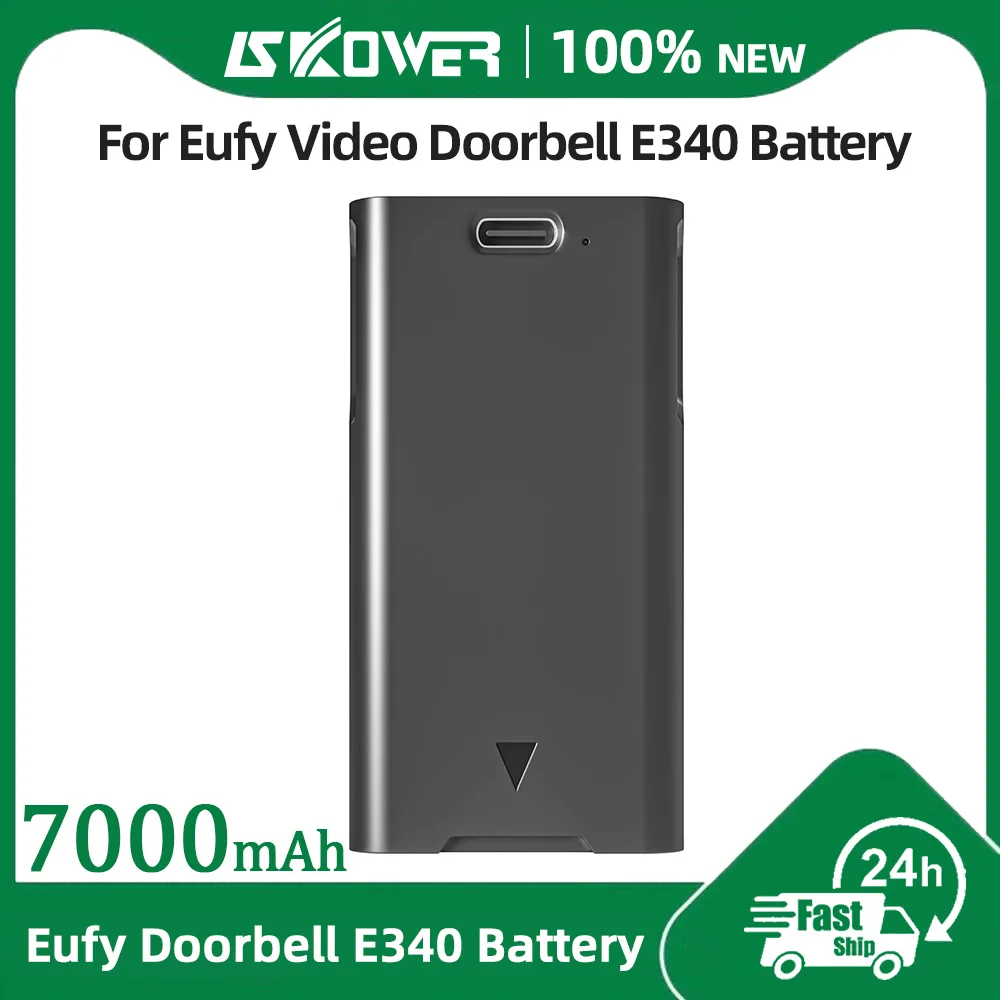 SKOWER 7000mAh Rechargeable Battery USB-C Charge For eufy Video Doorbell E340  25.9Wh 3.7V (Include Type-C Cable)