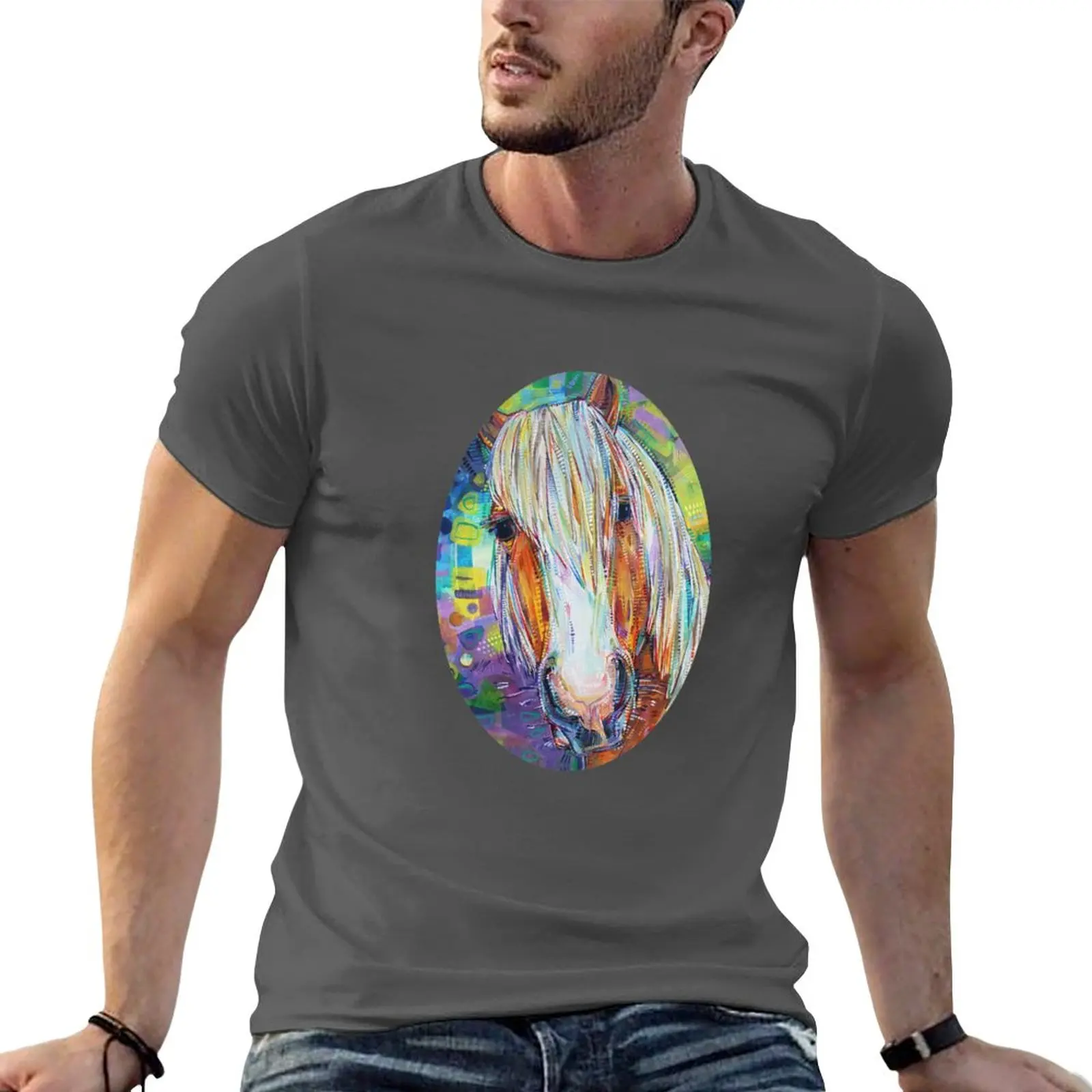 Новинка, футболка Haflinger с рисунком лошади 2016, быстросохнущая футболка, Топы, спортивные футболки с веером, мужские футболки