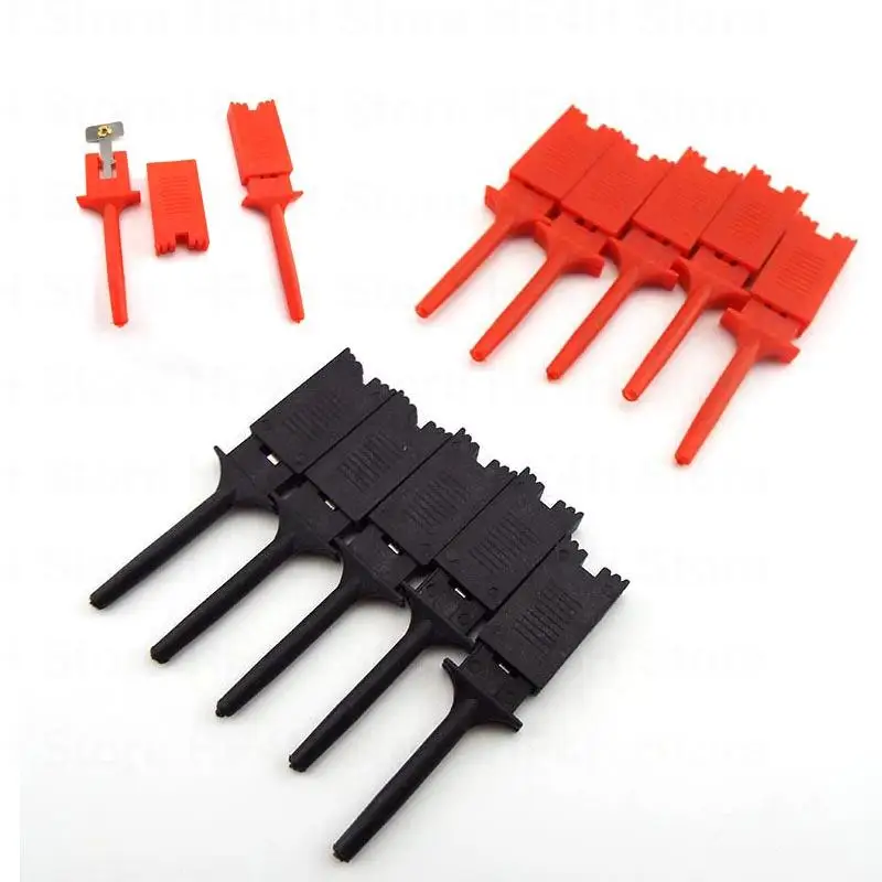 50mm Mini Single Test Hook Clip Probe  Electronic Testing IC Grabber red black flat Crocodile Clip Hooks electric Test Clip B4