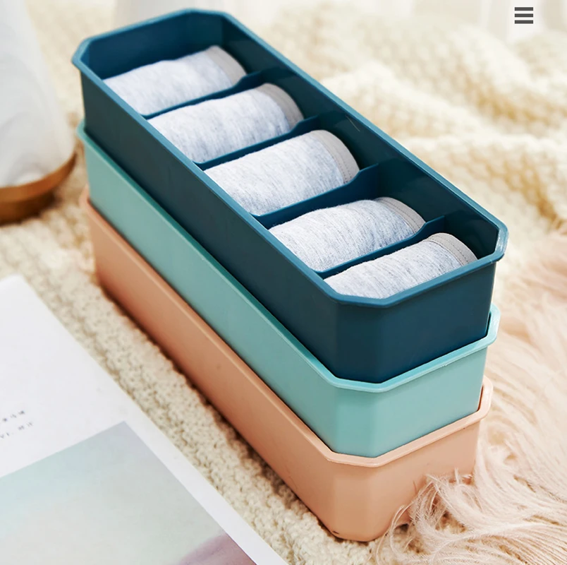 Multi Grid Storage Box Socks And Underwear Storage Box Household Plastic Dormitory Stackable Storage Box Desktop Organizing Box