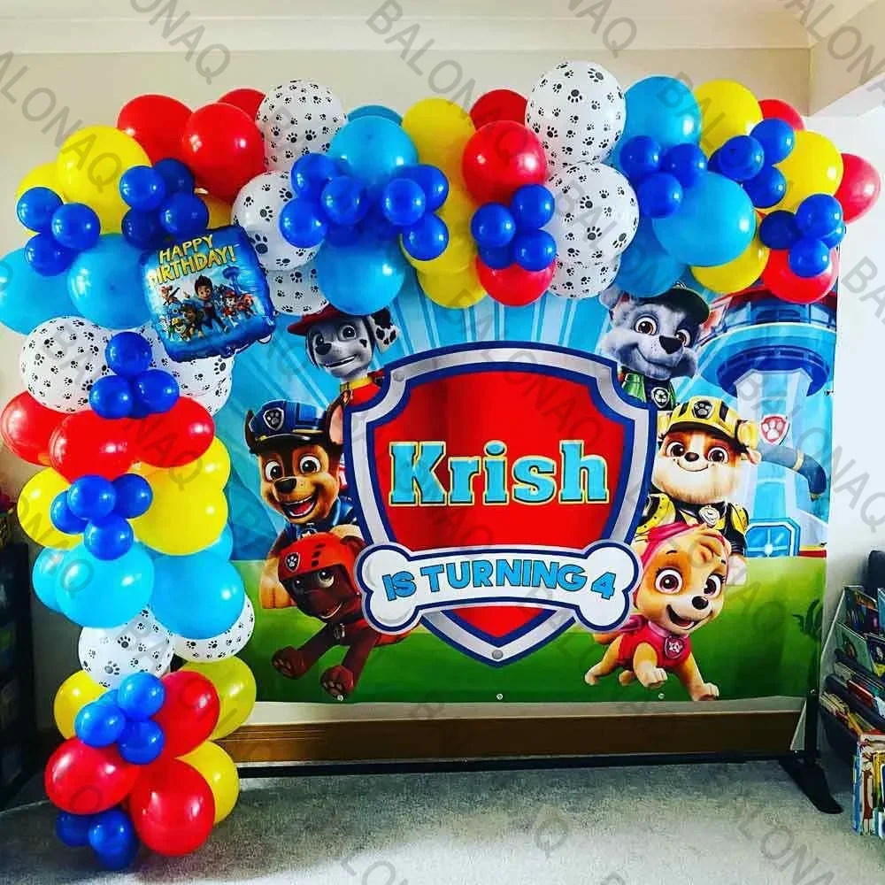 

93PCS Dog Theme Party Set Birthday Party Decoration Paw Patrol Skin Dog Paw Balloon Bone Aluminum Film Balloon Decoration