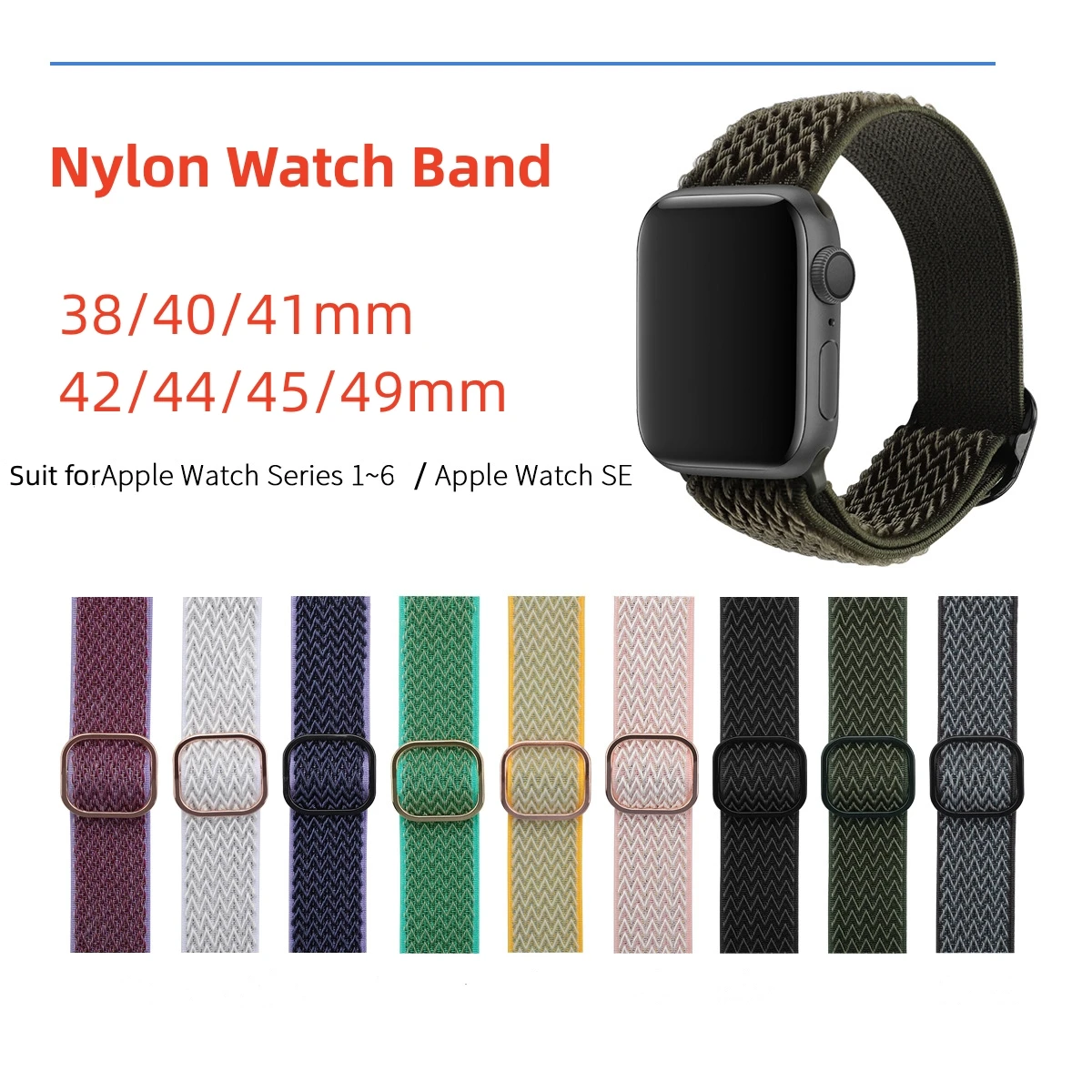 

Nylon Strap For Apple Watch Band 45mm 44mm 49mm 40mm 41mm 38mm 42mm 44 mm Bracelet iwatch Series 9 8 7 6 5 4 3 se ultra 2 bands