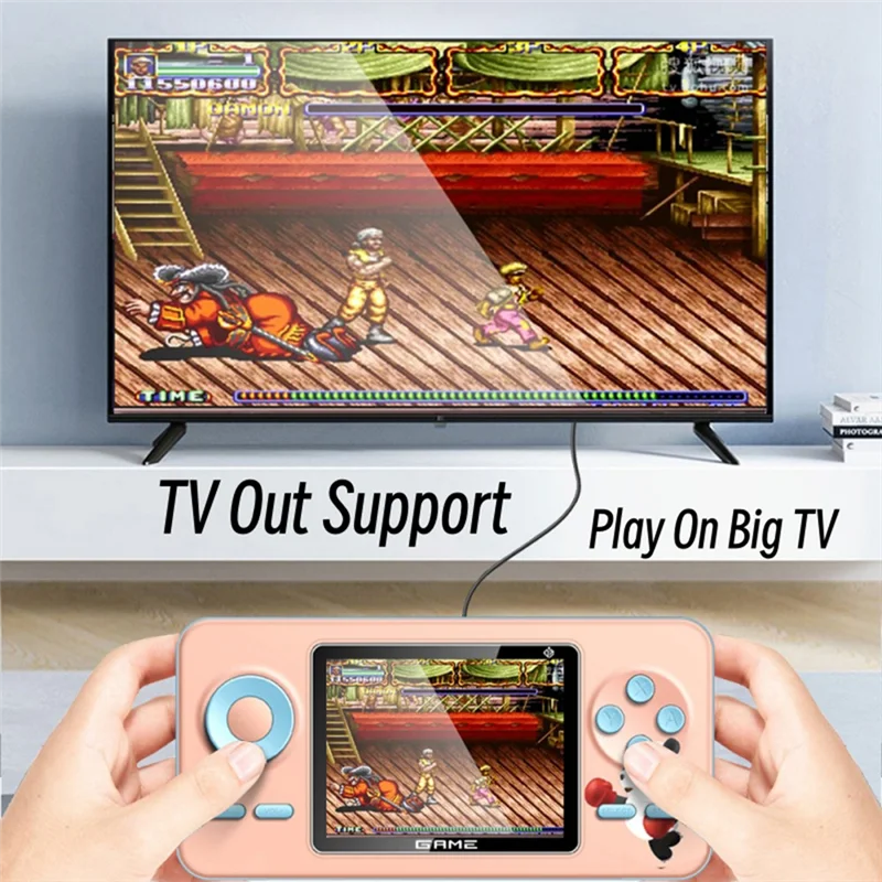 AM-MiniคอนโซลเกมแบบพกพาRetro Classicเครื่องเล่นเกมพกพา 8 บิต 520 เกมฟรีเด็กของขวัญ-สีชมพู