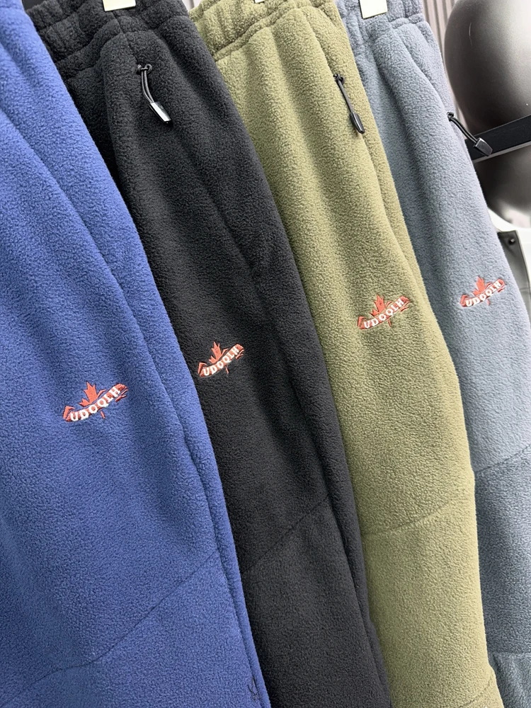 Pantalones casuales de retención de calor de doble cara cálidos de invierno para hombres Pierna recta Faionable Urban Sle Color