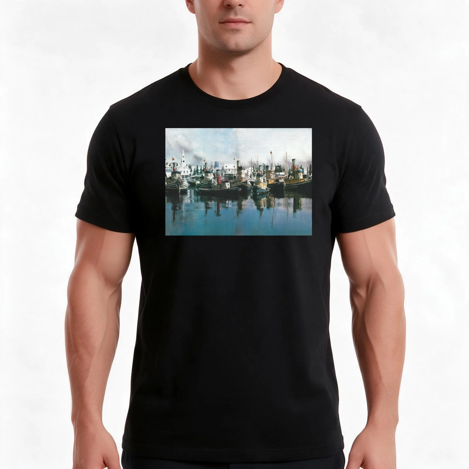 TUGS Star Fleet Group Shot T-Shirt, Summer Casual Cotton Tee, Oversized Streetwear Tops, Vintage Graphic Print, Unisex Men Women