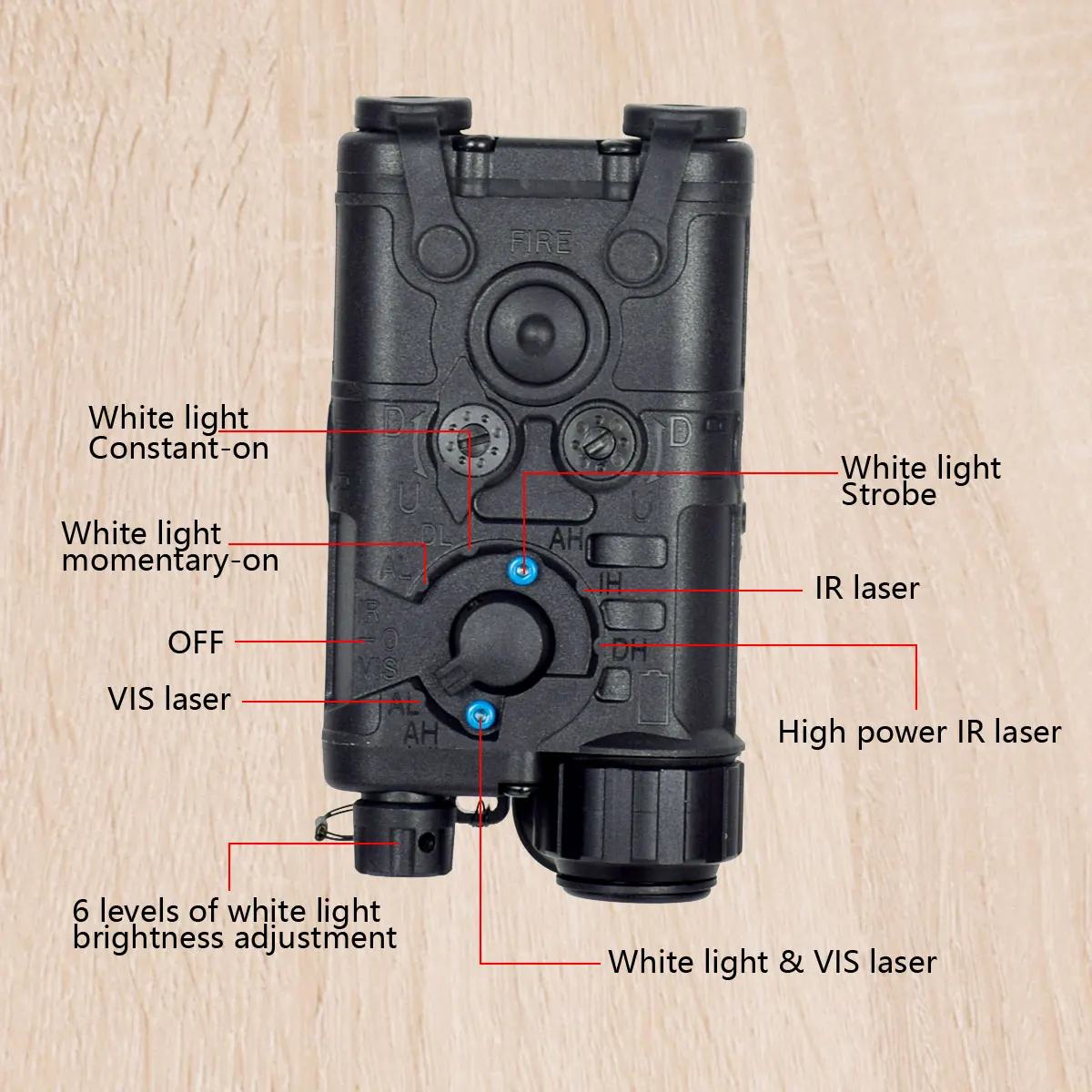 Imagem -04 - Tactical Mira Laser L3-ngal ir Ponto Vermelho e Verde Ponteiro Estroboscópio Luz Led Tocha Lanterna de Caça 20 mm Peq15