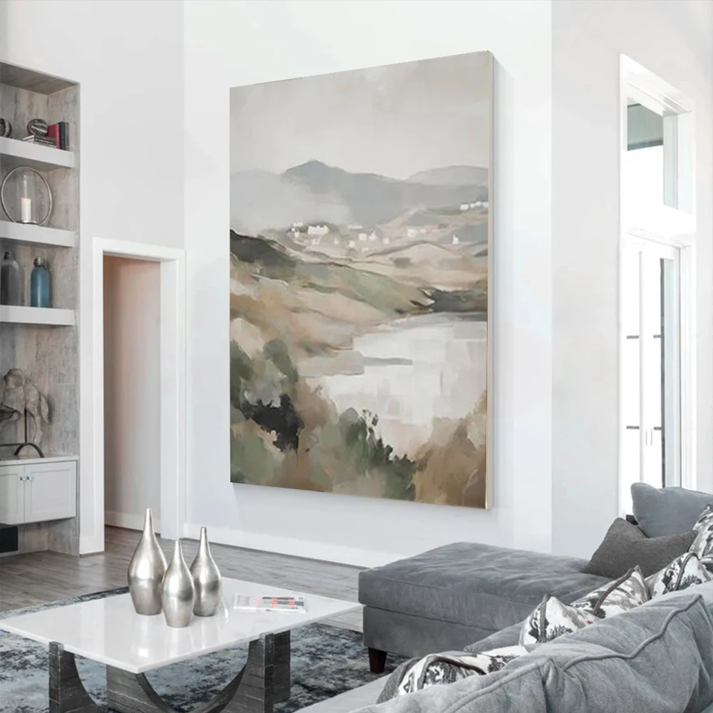 

Nordic Modern Black And White Line Canvas Oil Painting Handmade Large Wall Art Picture for Living Room Murals Abstract Decor Art