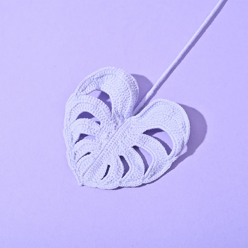 Gehäkeltes Monstera-Blatt, gestrickte künstliche Blätter, kreative handgewebte Blätter, DIY-Blumenstrauß, Heimdekoration, Geschenk – Detail 8
