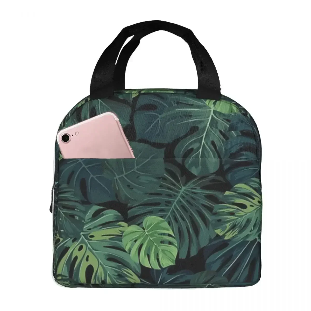 

Monstera Leaves Insulated Lunch Bags Resuable Picnic Bags Thermal Cooler Lunch Box Lunch Tote for Woman Work Kids School