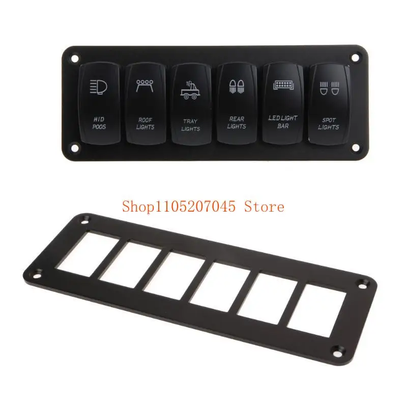 37cd Buses Yachts Trailers RVs 2/3/4/5/6 Way Aluminum Durable Motorcycle Car Trailer Boat Rocker Switch Panel Housing Holder