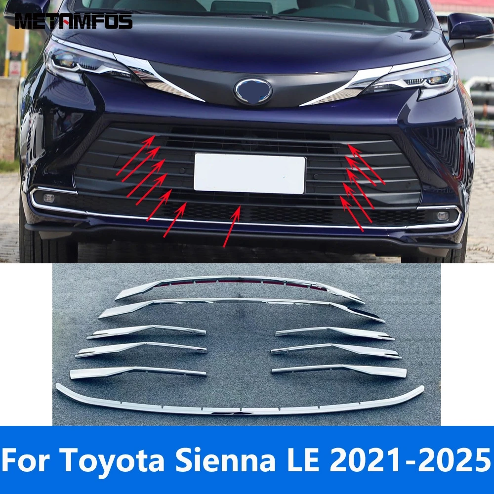 

For Toyota Sienna LE 2021 2022 2023 2024 2025 Chrome Front Center Grille Racing Grill Molding Trim Sticker Exterior Accessories