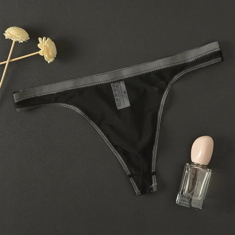 Mens Underwear Sexy Transparent Gauze Men Bikini G-string Thong Solid Jockstrap Underpants Male Ultra-thin T-back Tangas Panties
