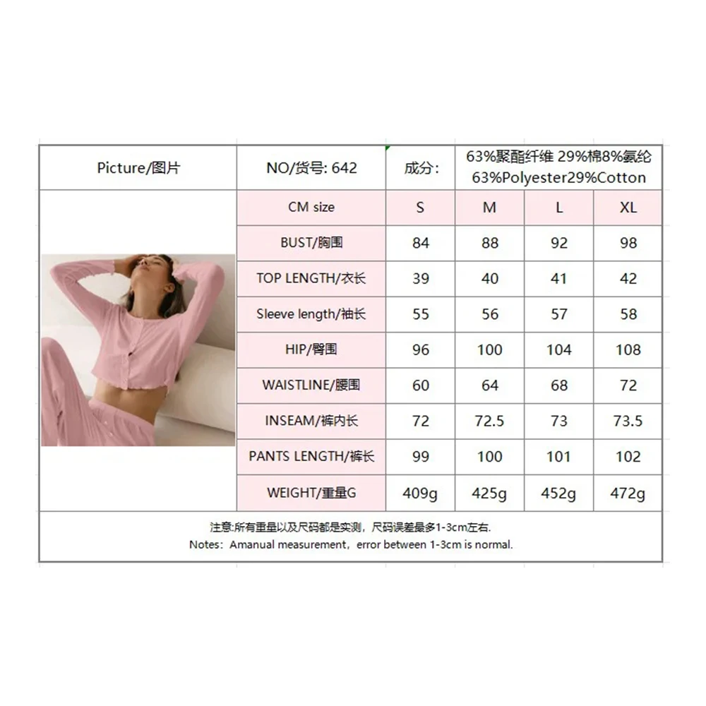 2025 Cotton material Spring Summer Women's Sexy Pajamas Homewear Set Knitted Design Long Sleeve Long Pants Pajamas Homewear Set
