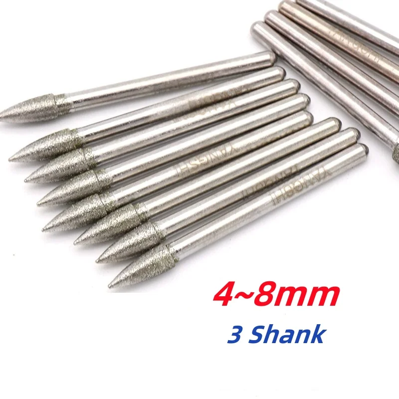 3mm Shank Grinding Polishing Needle Bits Burrs Metal Stone Jade Engraving Carving Tools For Dremel J Needle