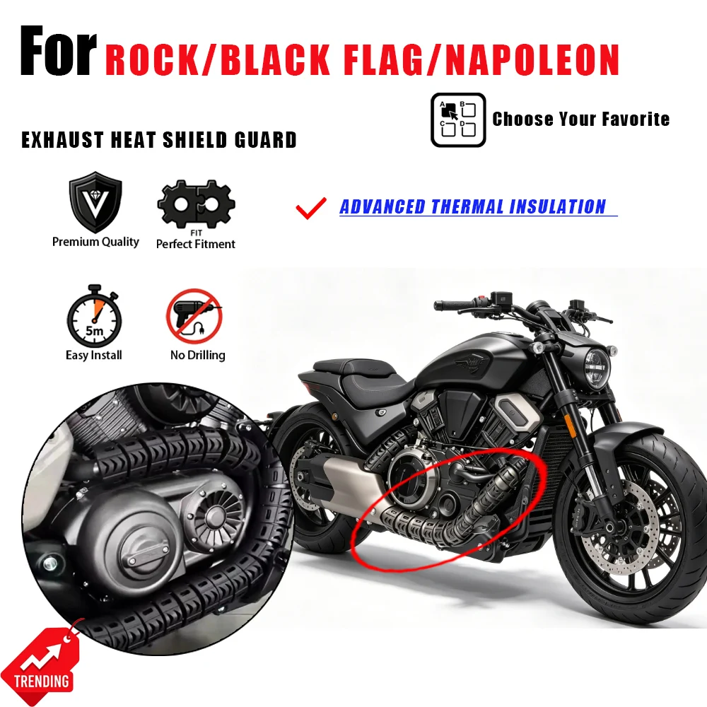 For Benda Rock 250 300 707 Black Flag 500 Napoleon 250 Exhaust Heat Shield Anti Burn Accesorios Moto Protector Calor Parts