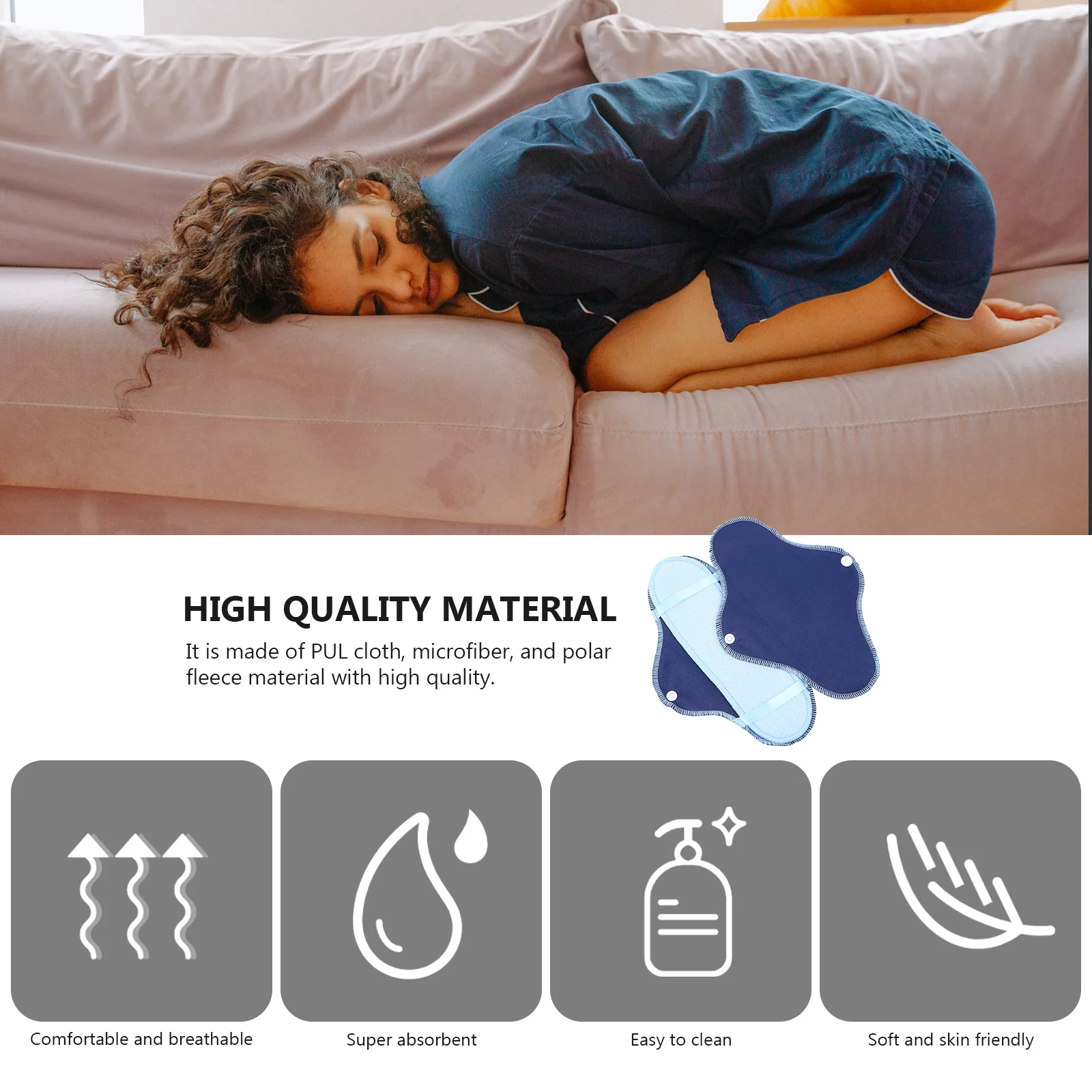 

8 шт. моющиеся менструальные прокладки из флиса, многоразовые гигиенические прокладки, коврики из микрофибры для кормления, водостойкие для ежедневных путешествий