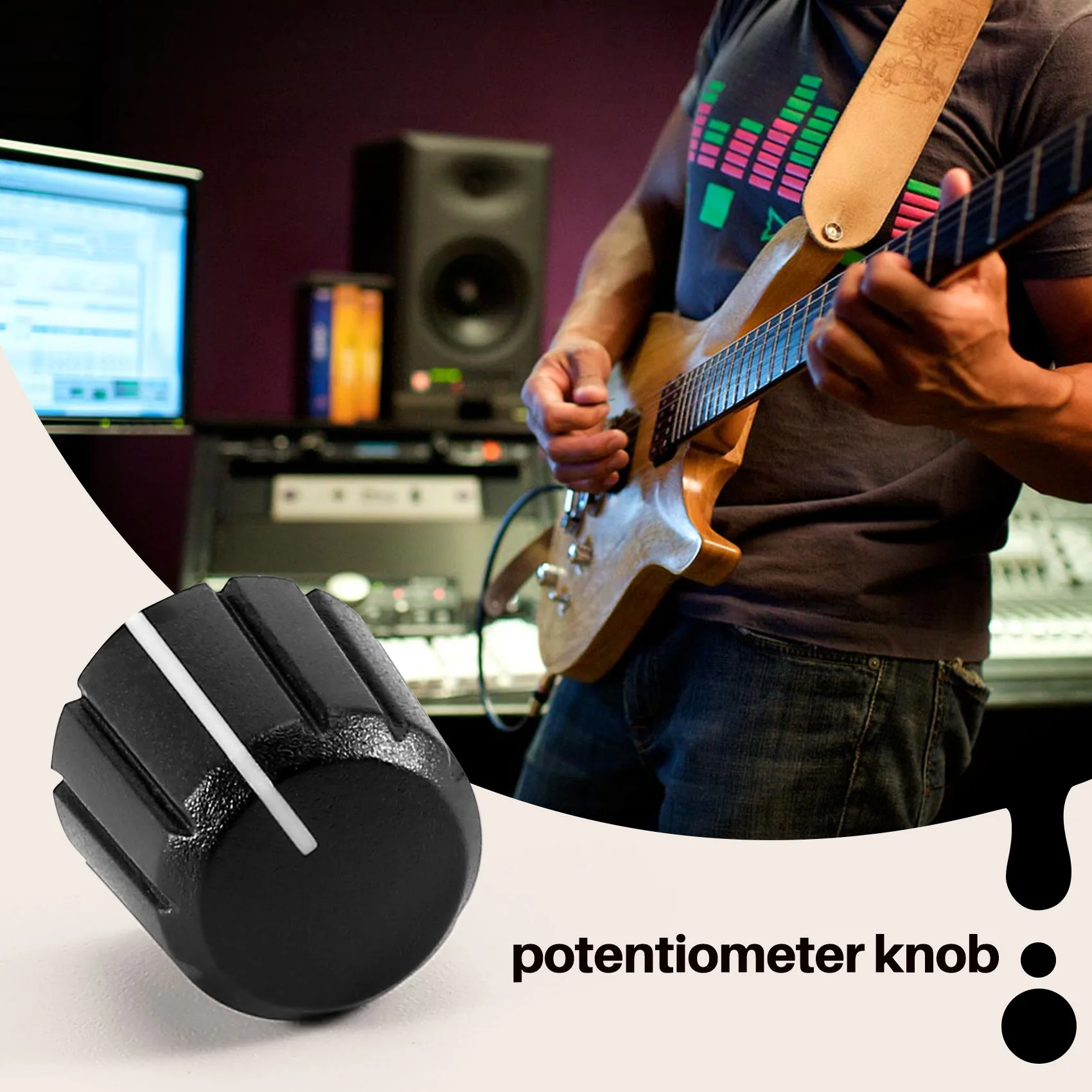 20 piezas perilla giratoria de potenciómetro de plástico de 15x13,5mm para perilla de volumen de guitarra de eje tipo D de 6mm de diámetro. Rico