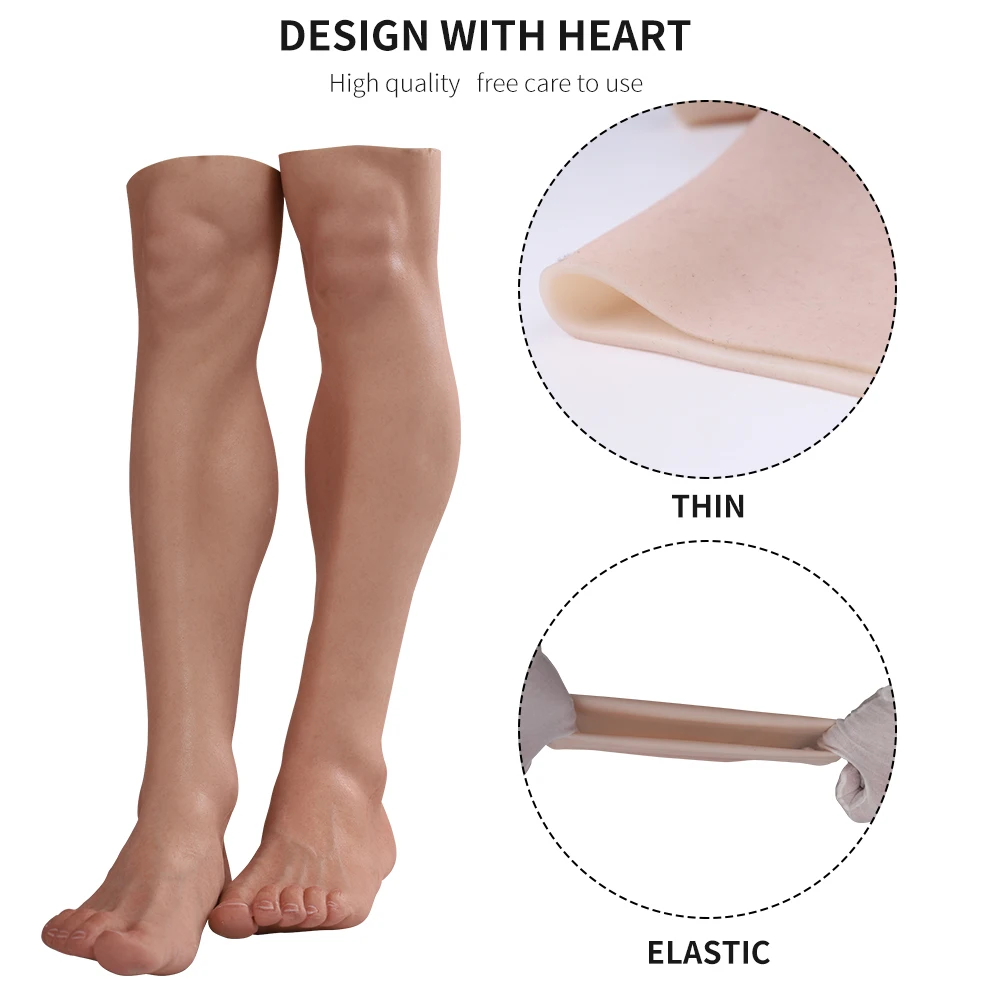 Eyung Silicone Prosthesis Foot Sleeve Simulated Skin Artificial Leg for Cover Scars Young-aged COS Props A Pair Clone Foot