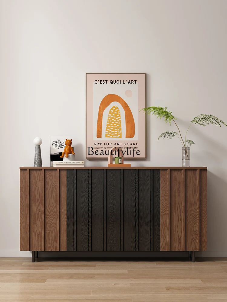 

Nordic medieval entrance cabinet Solid wood wall storage decorative partition cabinet