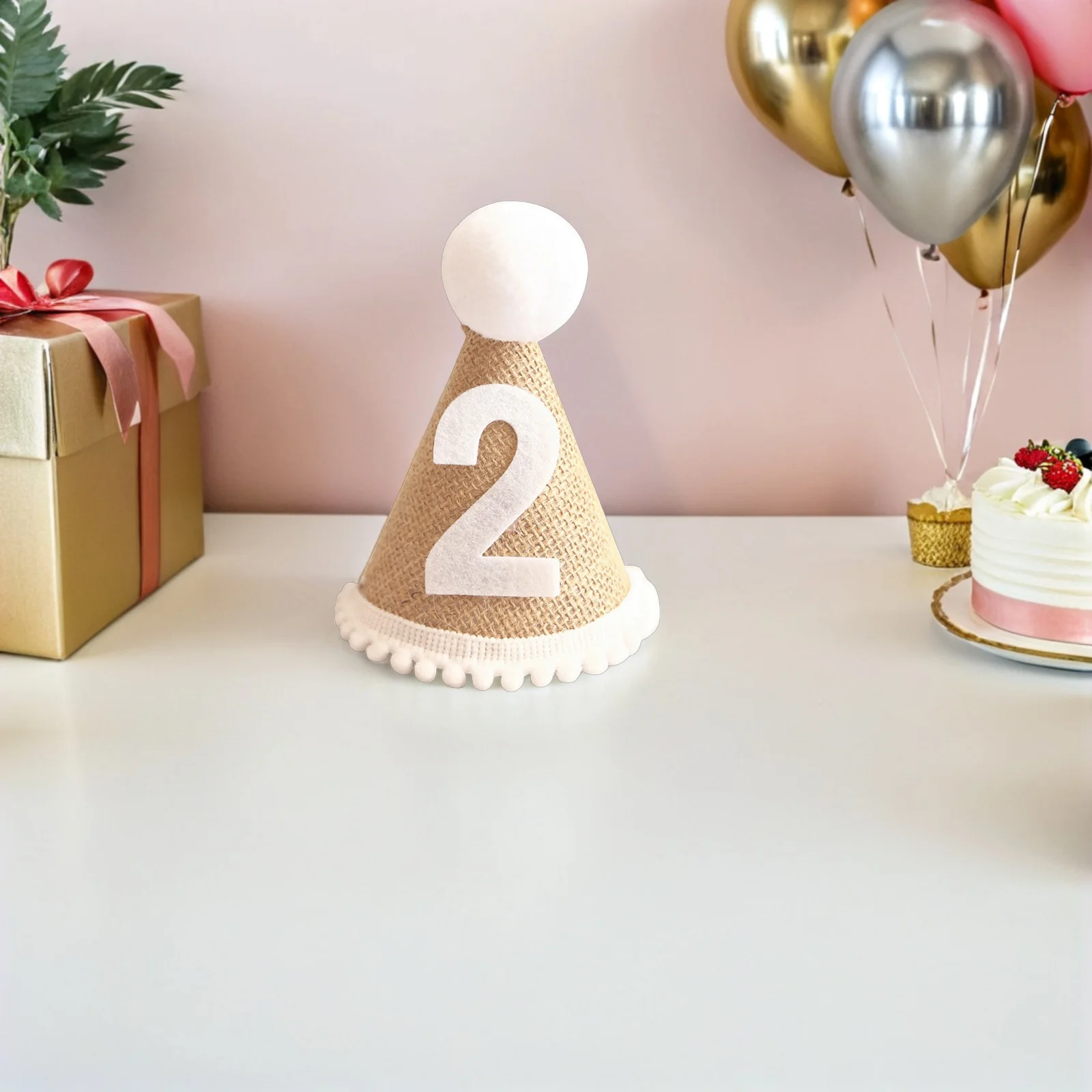 

1 pc Children Birthday Hat Kids Adorable Party Hats Photo Prop Linen Birthday Headwear For Baby Shower Party Decorative Favor