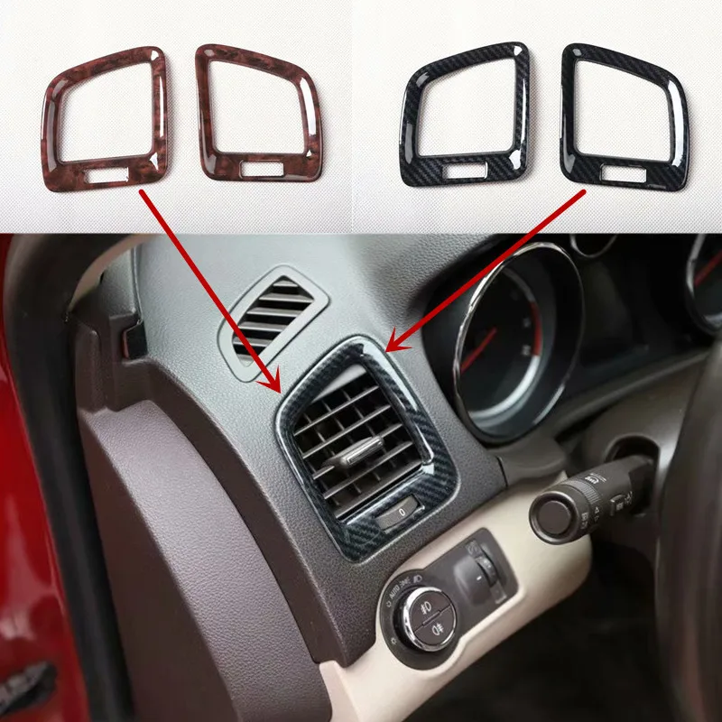 Car Sticker ABS Carbon Fiber Grain or Wooden Air Conditioning Outlet Decoration for 2009-2013 OPEL INSIGNIA G09 Car Accessories