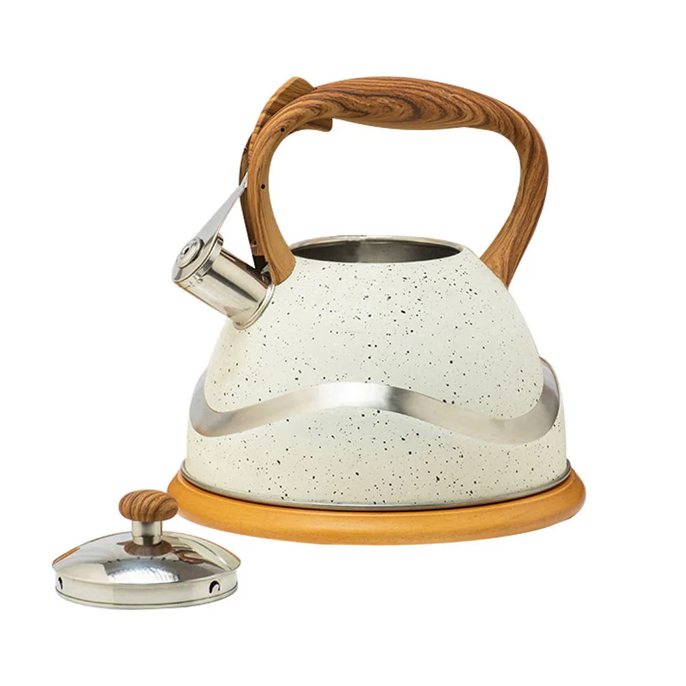 

1pc Stainless Steel Whistle Kettle Tea Pot Insulated Handle Heat Resistant Home Kitchen Gas Stove Compatible for Family