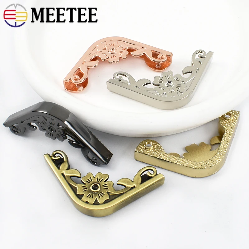 4/10/20Pcs 35*49mm Bag Corner Protector Metal Buckle Book Edge Banding Clip Clasp Hollow Flower Decoration Edging Clamp Hardware