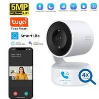 5MP Tuya Wifi Camera One Touch Call Baby Monitor Two Ways Talk Indoor Wireless 4X Zoom Security Camera Video Audio Surveillance